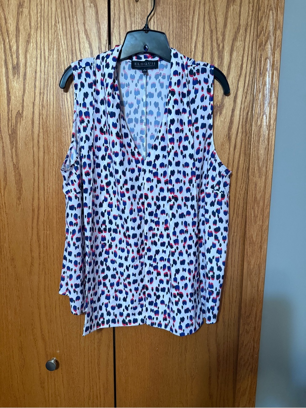 Eloquii Bright Leopard V-Neck Sleeveless Blouse